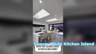 Armário de ilha de cozinha de luxo com design livre branco