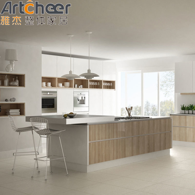 comprar Embalagem de correio Armário de cozinha de estilo de madeira com acessórios de ilha e armário feito fabricação em linha