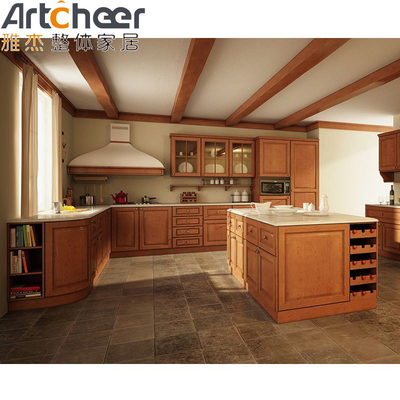 comprar Armários de cozinha de mogno elegantes e duráveis com moldura de madeira maciça em estilo moderno fabricação em linha