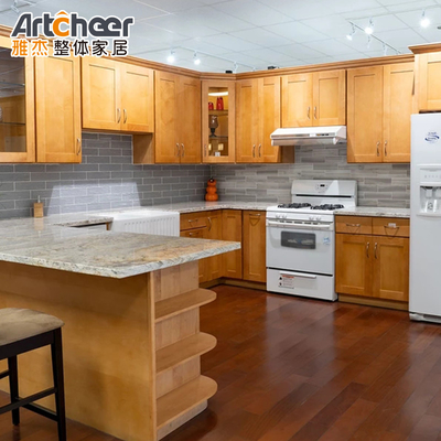 comprar Armário de cozinha modular de carcaça de madeira compensada com design moderno e elegante e topo de pedra de mármore fabricação em linha
