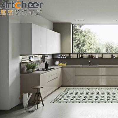 comprar Armário de cozinha de placas de melamina de alta qualidade para hotéis e apartamentos de importação industrial fabricação em linha