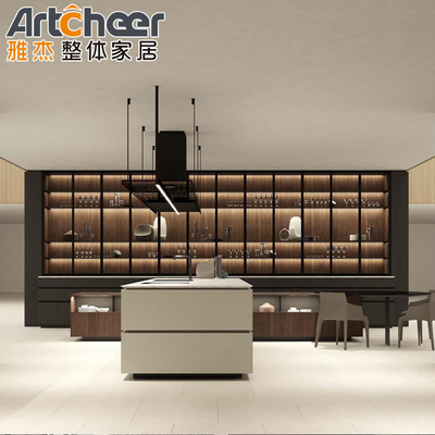 comprar Embalagem de correio N Gabinete de cozinha com unidade de madeira Gabinete de parede e ilha em branco fabricação em linha