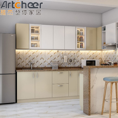 comprar Mercado de armazém de cozinha Oak Frame design de forma u com porta de painel de partículas e organizador fabricação em linha