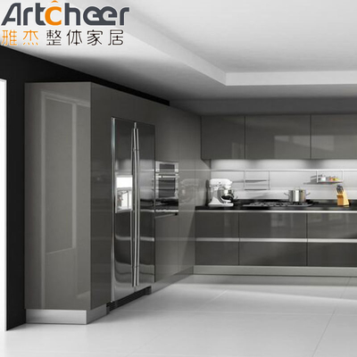 comprar Armário de cozinha laminado Modelo Modular Moderno Pronto para montar Forma U fabricação em linha
