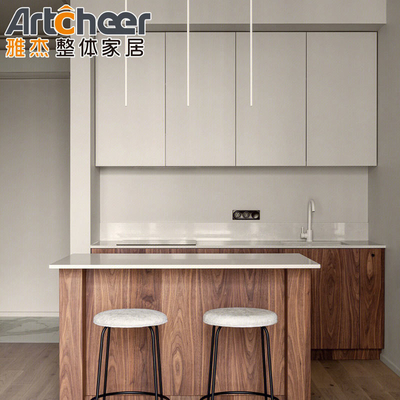 comprar Armários de cozinha de tabuleiro de partículas de tamanho modular com acabamento de pintura de laca para estilo industrial de restaurante fabricação em linha