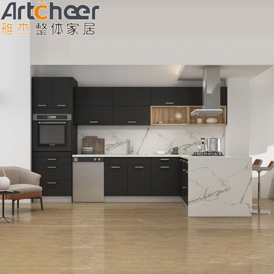 qualidade  Minimalistic Design Grey Solid Wood Kitchen Cabinets with Imported Quartz Stone Top fábrica