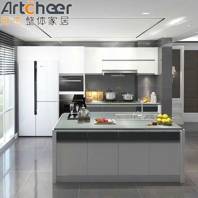 comprar Armários de cozinha padrão americanos modernos personalizáveis com persiana e alça fabricação em linha