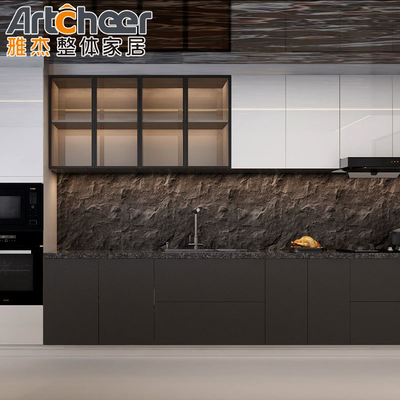 comprar Armário de cozinha de madeira maciça de estilo americano com material de porta de quartzo e MDF fabricação em linha
