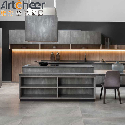 comprar E0 Grade Material Armários de cozinha com Grão escuro Marmore Look Finish E Ilha Mesa fabricação em linha