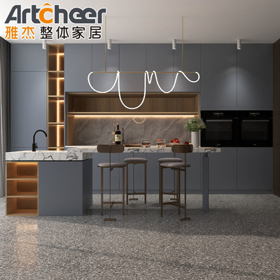comprar Durabilidade I Shape Design de cozinha moderna com mesa de acrílico puro e armazenamento Susan preguiçoso fabricação em linha