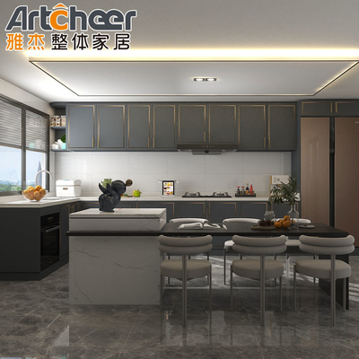 comprar Armário de cozinha modular personalizado Laca preta e branca para móveis de cozinha fabricação em linha