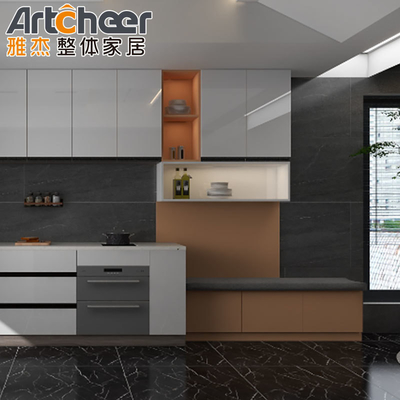 comprar Cabine de cozinha de tamanho personalizado com acabamento de laca brilhante e design modular fabricação em linha