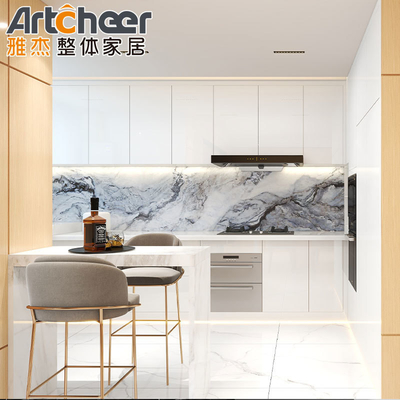 comprar 2023 White Color Melamine Board RTA Armário Modular Italian Gloss Kitchen Cabinet Set fabricação em linha