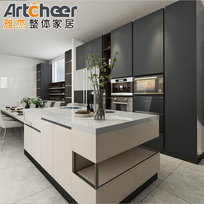 comprar Austrália Padrão HPL / HPDL Armários de cozinha Moderna Ilha Modular Design de Melamina Preta fabricação em linha
