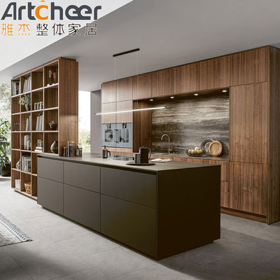 comprar Armário de cozinha de carvalho de madeira moderna com acessórios Hardware e design fabricação em linha