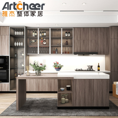 comprar Mobiliário de cozinha de cor de madeira sólida para interiores duráveis fabricação em linha