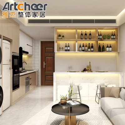 comprar Mobiliário de cozinha de chapa de madeira personalizado com ilha Design durável e moderno fabricação em linha