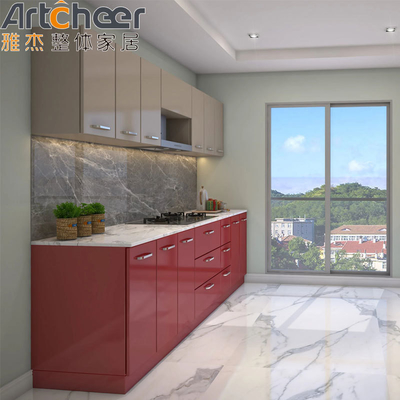 comprar Mobiliário de madeira compensada Cabine de cozinha cinza brilhante durável com acabamento de laca fabricação em linha