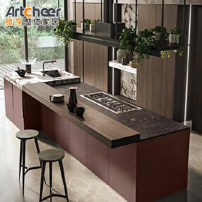 comprar Colorido personalizado e durável mobiliário de armário de cozinha moderno conjunto com pull-down cesto fabricação em linha
