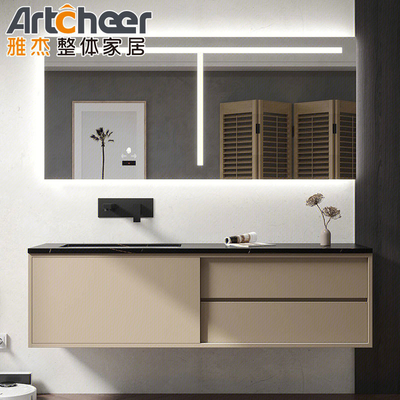 comprar Armário de banheiro de estilo moderno retangular de madeira Luxury Vanity Set com pia montada no chão fabricação em linha