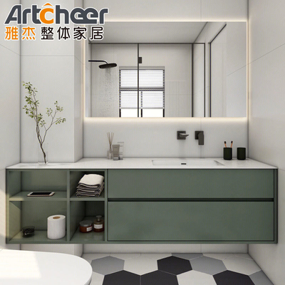 comprar Moderno de madeira maciça casa de banho casa de banho marrom Vanity painel de porta plana em tamanho personalizado fabricação em linha