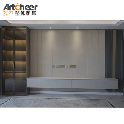 comprar Armário de parede de TV ajustável em estilo escandinavo moderno com porta de vidro e estante de vinho fabricação em linha