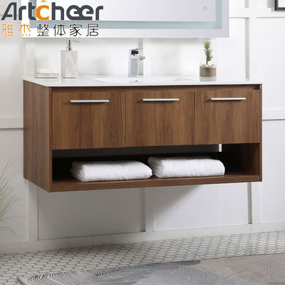 comprar Modern Quartz Counter Top Vanity Combo Midcentury Banheiro Vanity Cabinets para casa elegante fabricação em linha