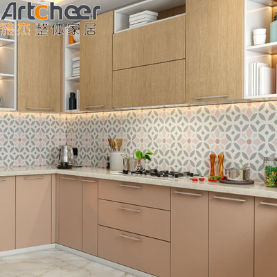 Armários de cozinha indianos contemporâneos com base de gaveta de design moderno e contemporâneo