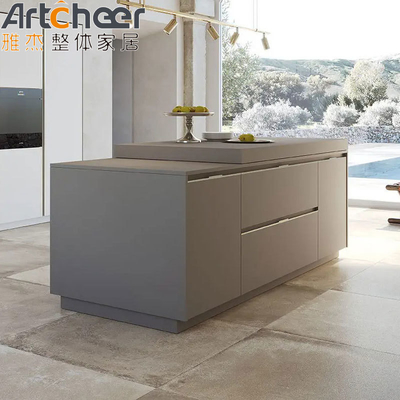 Cesto de gaveta e mesa de ilha Material grau E0 Gabinete de cozinha personalizado com estrutura de aço