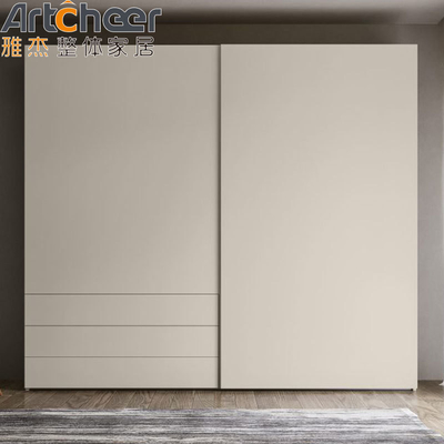 Melamina Finish Carcaça de madeira compensada Estilo minimalista italiano Portas deslizantes de armário para quarto