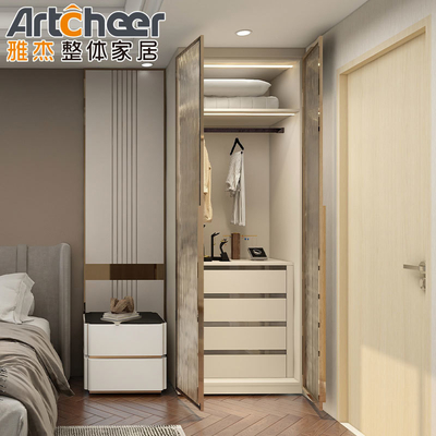 Moderno estilo de parede de madeira andar no armário sistema de armazenamento armário para o design do quarto